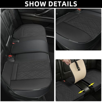 SanQing PU Leather Car Back Seat Covers - Universal Protector for Seat Bottoms - Works with 90% Vehicles (Sedan SUV Truck Mini Van) - Anti-Slip (Black Rear) - color: black rear