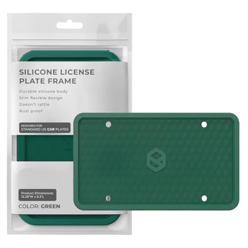 Rightcar Solutions Car Plate Frame, Silicone License Plate Frame, Rust-Proof Rattle-Proof Weather-Proof License Plate Holder for Front or Rear, Green, 1 Pack - color: Green
