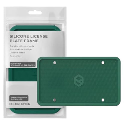 Rightcar Solutions Car Plate Frame, Silicone License Plate Frame, Rust-Proof Rattle-Proof Weather-Proof License Plate Holder for Front or Rear, Green, 1 Pack - color: Green