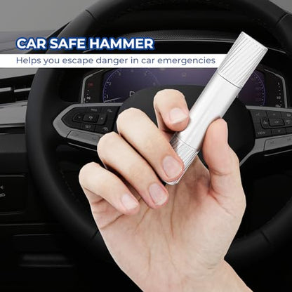 2 Pack Car Safety Hammer Car Window Breaker Seatbelt Cutter Emergency Escape Tool Car Glass Breaker for Land and Underwater Life-Saving Car Safety Kit Essentials Car Accessories (Black+Silver) - color: Black+Silver