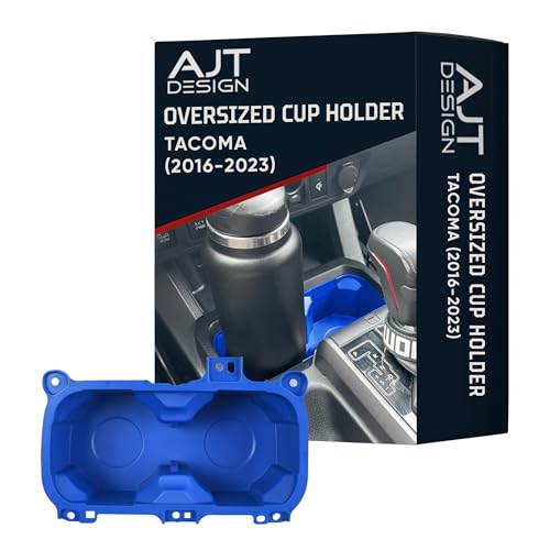 AJT DESIGN Oversized Cup Holder for Toyota Tacoma (2016-2023) | ABS Plastic Oversized Cup Holder Replacement for Tacoma - Voodoo Blue |Vessel Diameter of 3.65" | Made in USA - color: Voodoo Blue, style: Without Rubber Tray
