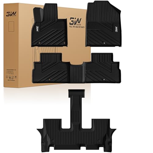 3W Floor Mats Fit Kia Telluride 2020-2024 2025 7&8 Seats, TPE All Weather Custom Fit Floor Mats for Kia Telluride for Car Mats Anti-Slip Heavy Duty Accessories, Black - size: 1.For Kia Telluride | 20-25 | 1st & 2nd Row