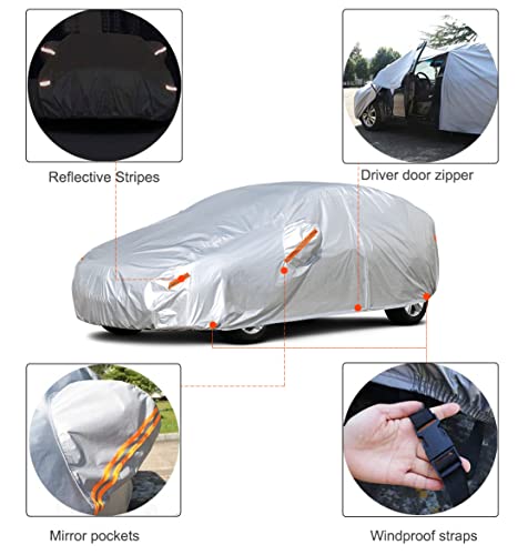 Kayme Car Covers for Automobiles Waterproof All Weather Sun Uv Rain Protection with Zipper Mirror Pocket, Suitable for Audi A4 Avant, Volvo V50 V60 V70, etc. Fit Station Wagon (178 to 190 Inch) 2XL - size: C4 For Hatchback-Length ( 178-190 inch )