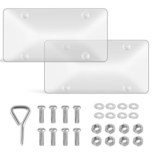 Bubble License Plate Cover 2 Pack, Clear License Plate Protector 12.24 * 6.22’’ Universal, Plate Cover for Car Transparent Colorless Plastic, Car Plate Cover Front/Rear with Screw Washer Nut - style: Style B