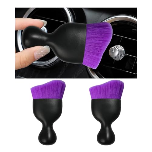 Dickno 2PCS Car Interior Dust Brush, Soft Scratch Free Auto Detailing Brushes, Universal Vehicle Interior Cleaning Tool for Automotive Dashboard, Air Vents, Leather (Pure Purple) - color: Pure Purple, size: 2 PCS