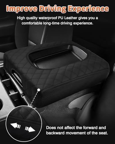 Shademax Center Console Cover for Chevy Silverado&GMC Sierra 2014-2018 Jump Seat Accessories, Armrest Cover Center Console Cushion Pad Leather Arm Rest Protectior (ONLY for Split Bench Seat Console) - size: for 2014-2018 Silverado/Sierra Jump Seat