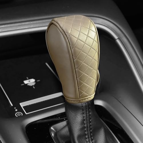 Car Gear Shift Cover, Shift Knob Cover, Breathable Leather Vehicle Gear Shifter Stick Protector, Anti-Slip Automotive Shifting Lever Decoration Accessories for Car SUV Truck (Beige) - color: Beige
