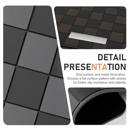 Car Dashboard Non Slip Mat, 11.8" x 5.9" Anti-Slide Grid Sticky Dash Pad, Multifunctional Dashboard Gripping Pad for Cell Phones, Keys, Sunglasses, Electronic Devices (Black & Brown) - color: Black & Brown