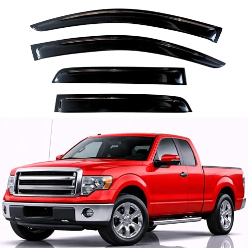 KPY Rain Guards Fit for 2004-2014 Ford F150 SuperCab, Out-Channel Window Visors Vent Wind Deflectors 4PC, Truck Accessories for 10-14 F-150 Raptor SuperCab (Extended Cab Only) - size: 2004-2014 F-150 SuperCab
