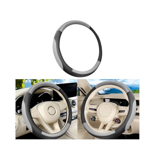 Car Steering Wheel Cover, Anti-Slip Breathable Wheel Cover for Automotive Sport Pattern, 14.5 to 15 Inch Vehicle Interior Steering Protector Accessories, Universal for Truck SUV (Black/Gray) - color: Black/Gray