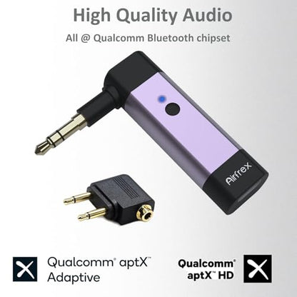 Bluetooth Transmitter with 3.5mm AUX Jack & Dual Link & APTX for TV/Airplane/Gym/ MP3, Wireless Audio Adapter Sender Converter for Travel Flight. Supports 2 Airpods/Bluetooth Headphones