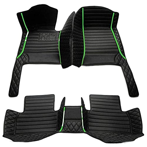 Custom Making Car Floor Mats for 95% Sedan SUV Sports Car Full Coverage Cute Men Women Pads Protection Non-Slip Leather Floor Liners (Black Green Strips) - color: Black green strips