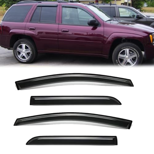 Wensdy 4pcs Side Window Wind Deflectors,Outside Mount Shade Sun rain Guards,Dark Smoke Visors for 2002-2009 Chevy Trailblazer/GMC Envoy, 94733 - size: 02-09 Trailblazer/Envoy