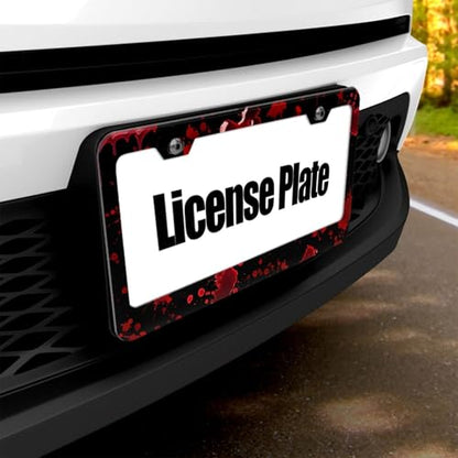 Red Blood Drop License Plate Frame, Halloween Funny License Plate Holder, Black Aluminum License Plate Covers, 2 Holes & Screws, 6 X 12 in - color: Blood Drop, size: 6"L x 12"W