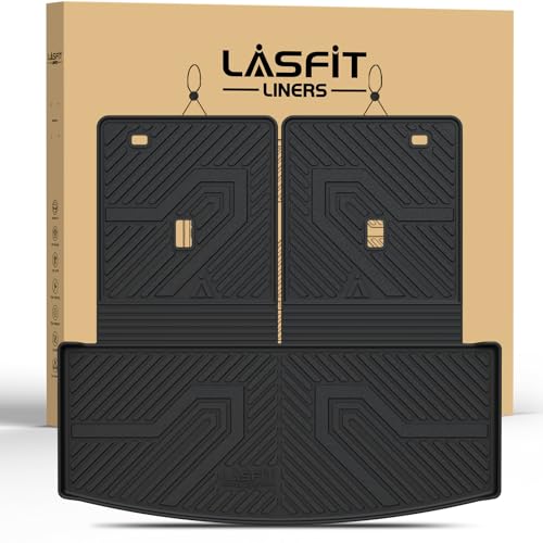 LASFIT Cargo Mat for Ford Explorer 2020-2025 2026 Trunk & Backrest Liner, Custom Fit All Weather Protector Split Design Easy Installation Trunk with Seatback Mat Accessories, 1pc Black - style: 3) Explorer 6&7 Seats| 20-26 | Cargo&Seatback