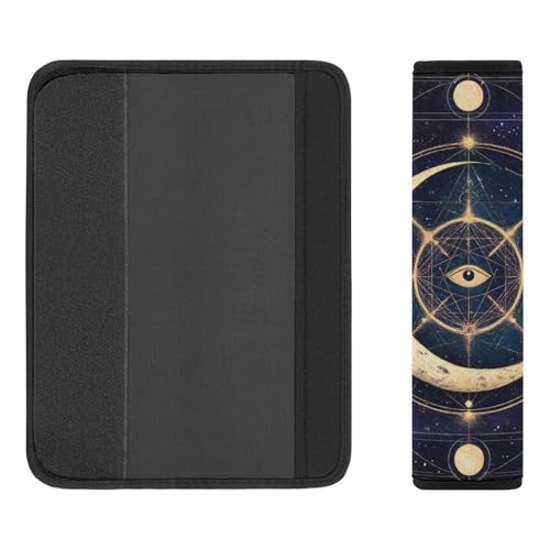 Fashion 2PCS Car Belt Covers, Sacred Geometric Symbol Purple Space Galaxy Stars Mystic Sun Moon Protect Your Shoulders Car Safety Seat Belt Strap - color: Color852