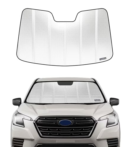 Pigenius Windshield Sun Shade for Subaru Forester 2022-2024 with Eyesight Driver Assist. Reflective Aluminum Film Front Window Sunshade - BLAZBLOCK - color: Shiny Silver (Classic), size: 2022-2024 With Eyesight Driver Assist
