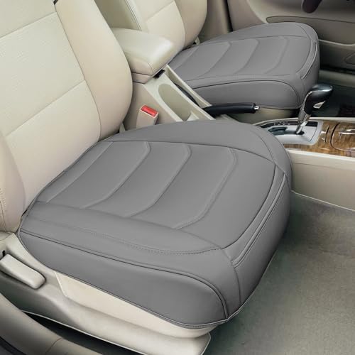 BOPUOVRE Car Seat Cover for Luxury & Comfort - PU Leather, Anti-Slip, Full Wrap Protection with Storage Pocket for Bottom Cushion - Universal Fit for 95% of Vehicles (Gray,2 Piece) - color: gray, size: 2 piece