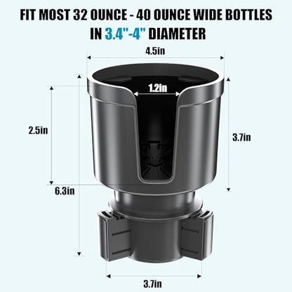 Upgraded Car Cup Holder Expander Adapter with Offset Adjustable Base, Compatible with Yeti 14/24/36/46oz Ramblers, Hydro Flasks 32/40oz, Other Large Bottles Mugs in 3.5"-4.0", Silver 1 Pack - color: Silver, size: Large*1
