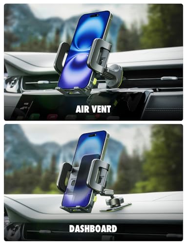 Bracketron Car Phone Holder, TripGrip Phone Mount for Car Dashboard & Air Vent, 360 Rotation One-Hand Release Car Cell Phone Holder for iPhone, Samsung, Androids. - style: Vent & 3M Stick 1.0