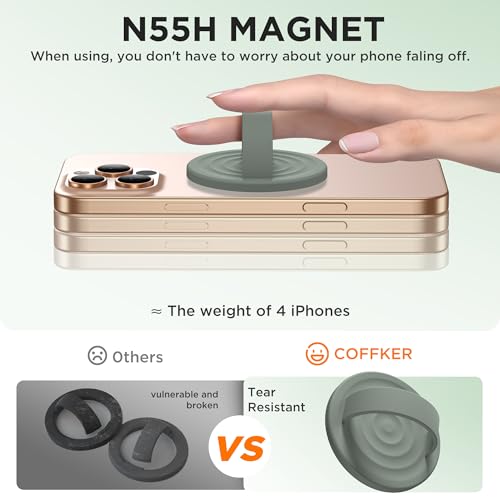 Magnetic Phone Grip Ring Holder, Liquid Silicone Magnet Cell Phone Grip Finger Loop, Compatible with Magsafe, Back of Phone for iPhone 17/16/15/14/13/12 Series, Calke Green - color: Calke Green