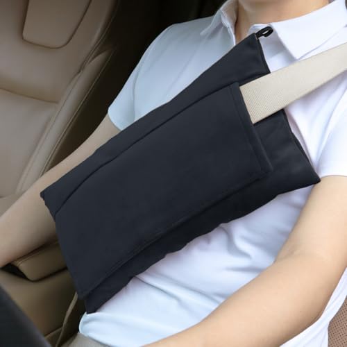 Super Soft Seatbelt Pillow, Seat Belt Pillow for Mastectomy Post-Surgery, Seat Belt Cushion for Heart Surgery Recovery, Hysterectomy Abdominal Incision Recovery Seatbelt (Black, Large) - color: Black