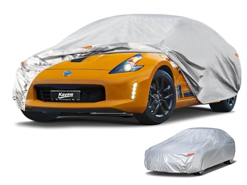 Kayme 6 Layers Car Cover Waterproof All Weather for Automobiles, Outdoor Full Cover Rain Sun UV Protection, Universal Fit for Nissan Versa/350Z/370Z, Porsche 718 Cayman, Dodge Viper (Up to 177 inch) - color: Aluminum-Silver, size: C1 Fit Coupe/Cabrio-Leng