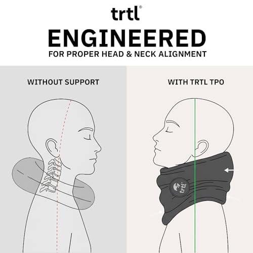 trtl Pillow - Scientifically Proven, Super Soft Neck Support Travel Pillow for Airplanes - Lightweight and Machine Washable - Ergonomic Design for Traveling on Flights, Cars, and Trains - Grey - color: Grey