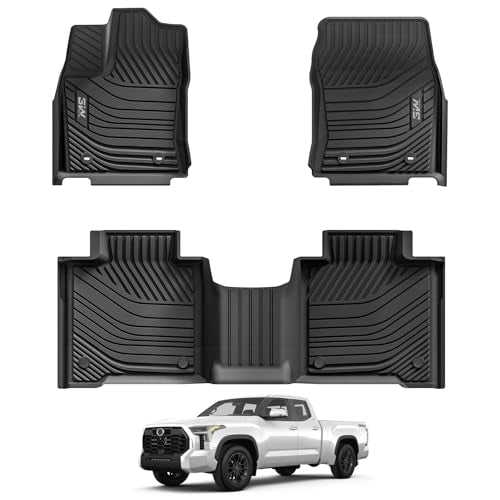 3W Floor Mats Fit 2022-2026 Toyota Tundra CrewMax Cab, TPE All Weather Custom Fit Floor Liner for Tundra SR/SR5/TRD PRO/Limited/Platinum/Castone Accessories Car Mats Easy Clean - size: 7. Tundra|22-26|Floor Mats