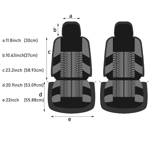 AUTOYOUTH Black Seat Covers Front Seats Only, 3D Tyre Embossed Breathable Bucket Covers, Airbag Compatible, Quick Setup Universal Fit for Sedan, SUV, Truck, Van - color: Black, size: Front Seats Only (4 pieces)