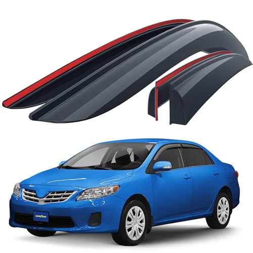 Goodyear Shatterproof Side Window Deflectors for Toyota Corolla 2009-2013 Sedan, Tape-on Rain Guards, Window Visors for Cars, Vent Deflector, Vent Visor, Car Accessories, 4 pcs - GY003120LP - color: For Corolla 09-13
