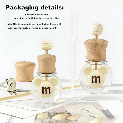 2 Pack Car Air Freshener Diffuser Bottle Refillable Empty Glass Perfume Bottle with Vent Clip, Drift Car Air Freshener Clip Essential Oil Diffuser for Car Oil Diffusers Interior Decor-A4 - size: Bear-A4 - 2PCS