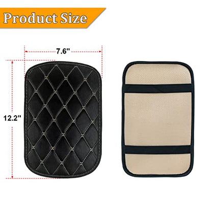 Auto Center Console Pad, PU Leather Car Center Console Box Cushion, Non Slip Soft Armrest Seat Box Cover, Waterproof Vehicle Armrest Protector for SUV, Truck, Car (Rhombic Lattice Black/Beige) - color: Rhombic Lattice Black/Beige