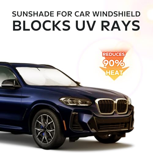 Windshield Sun Shade Foldable Sunshade for 2024 X3 SUV Windshield Cover Custom-fit 2023 2022 2021 2020 2019 2018 BMW X3 UV Relfective Sun Visor Protector - size: Custom-fit BMW X3 2018-2023