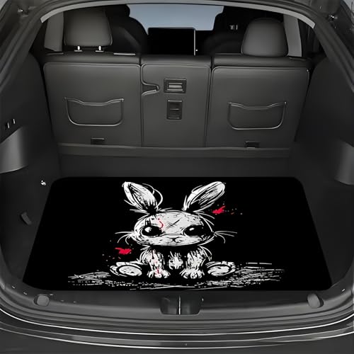 Universal Car Trunk Mat 29" x 39", Easter Rabbit Print All Weather Trunk Protection Cargo Liner, Durable Cargo Mat Rear Trunk Liner, Stylish Vehicle Interior Accessories Suitable for Most Car Models - color: Easter Rabbit