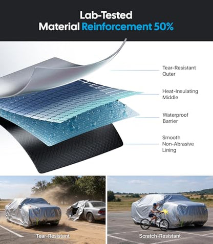 Wigoo GMC Sierra 1500 2500 3500 Truck Car Cover Accessories 2019-2026, Custom Fit Waterproof All Weather Outdoor Pickup Cover, Windproof UV Rain Snow Dust Protection, Door Zipper, Reflective Strips - size: for GMC Sierra 1500 2500 3500 (2019-2026)