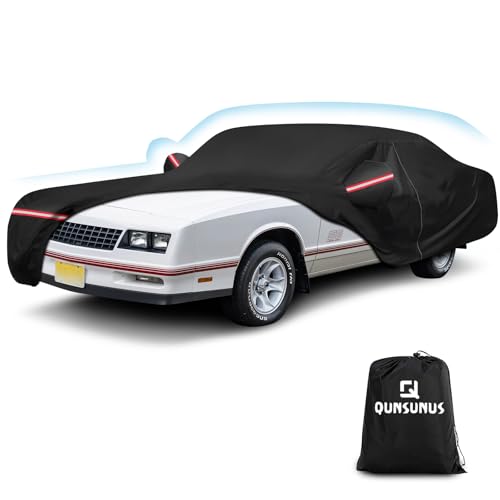 QUNSUNUS Car Cover for Chevy Monte Carlo 1970-1972 and 1978-1988, Waterproof Car Covers with Cotton Lining, All Weather Monte Carlo Cover with Straps and Zipper for Wind, Sun and Dust Protection - color: for Chevy Monte Carlo 1970–72&1978–88