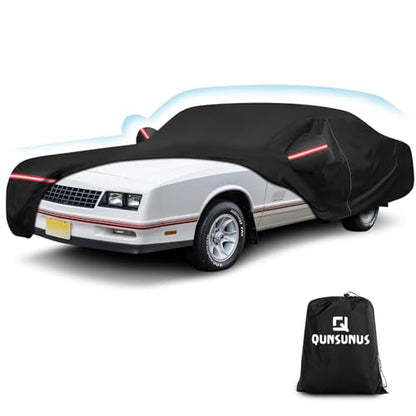 QUNSUNUS Car Cover for Chevy Monte Carlo 1970-1972 and 1978-1988, Waterproof Car Covers with Cotton Lining, All Weather Monte Carlo Cover with Straps and Zipper for Wind, Sun and Dust Protection - color: for Chevy Monte Carlo 1970–72&1978–88