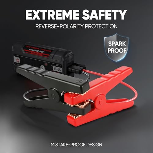LOKITHOR J400 Portable Jump Starter, 12V 2000A Lithium Battery Booster with ConnectMax Tech, Car Jumper Box for Up to 8.0L Gas & 6.0L Diesel Engines, Smart Digital Display - color: Red
