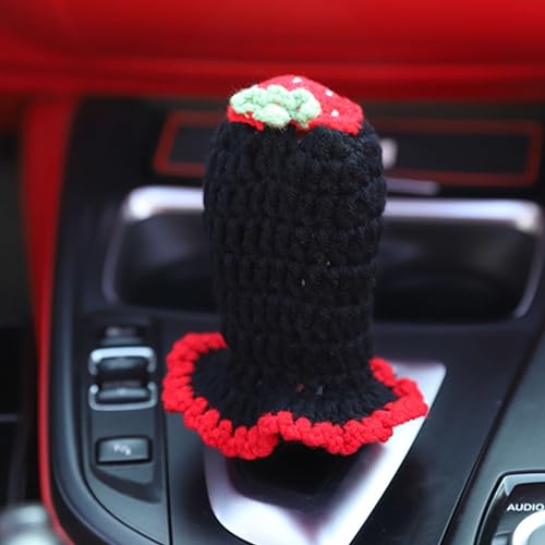 Crochet Shift Knob Cover, Universal Handmade Strawberry Boho Car Accessories for Women, Cute Shift Boots Knobs Cover Automotive Interior Fits Car Truck SUV (80#SC) - color: 80#SC