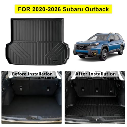 Cargo Mat for 2020-2025 2026 Subaru Outback & Backrest Mat,TPE All Weather Protection Trunk Mat Covering The Backrest Mat with Velcro Fastener Accessories,Black - size: 2020-2026 Outback 2-in-1 cargo mat
