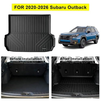 Cargo Mat for 2020-2025 2026 Subaru Outback & Backrest Mat,TPE All Weather Protection Trunk Mat Covering The Backrest Mat with Velcro Fastener Accessories,Black - size: 2020-2026 Outback 2-in-1 cargo mat