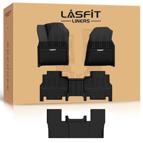 LASFIT Floor Mats for Jeep Grand Wagoneer/Grand Wagoneer L 2022 2023 2024 2025 7 Seats (NOT Fit for 8-Seat) All Weather TPE Custom Fit Car Mats Floor Liners 1st & 2nd & 3th Row, Black - style: Grand Wagoneer 7-Seat 2022-2025