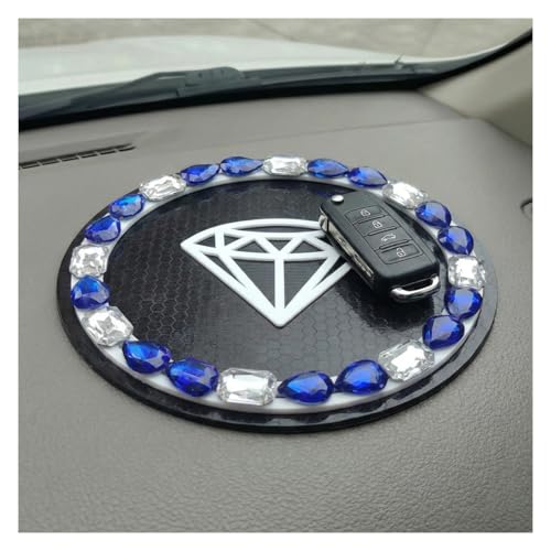 Craedli Bling Car Dashboard Anti-Slip Pad, Rhinestone PVC Car Dash Sticky Gripping Mat, Multifunctional Auto Interior Desk Organizer Accessory for Sunglasses, Phones, Electronic Devices (Blue&White) - color: Blue&White