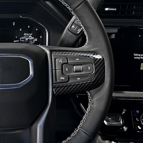 Car Steering Wheel Decal Sticker ABS Carbon Fiber Interior Trim Cover for Chevy GMC Yukon 2021-2025 | for GMC Sierra 2019-2025 1500 2500 3500 Accessories