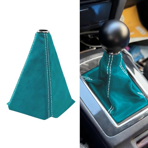 Car Shift Boot Cover, Stick Shift Cover, Suede Leather Manual Automatic Car Shifter Lever Knob Dust Protector, Dustproof Gear Shift Protection Sleeve Gaiter for Sedan Truck (Light Blue White) - color: Light Blue White