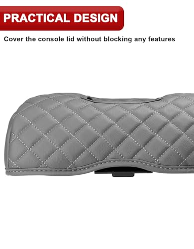 KBH Center Console Armrest Cover for Toyota Tundra 2014-2021, Vinyl Leather Arm Rest Cover for Car, Durable Middle Console Lid Covering, Middle-Cut - size: Toyota Tundra 2014-2021, Gray