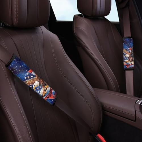Eagle Flag Car Seat Belt Cover Shoulder Safety Strap Covers Pads 2 Piece Fashion Auto Interior Protect You Neck And Shoulder From The Seat Belt Rubbing - color: Eagle Flag-A