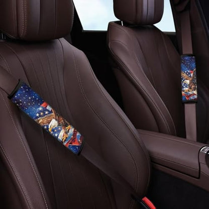 Eagle Flag Car Seat Belt Cover Shoulder Safety Strap Covers Pads 2 Piece Fashion Auto Interior Protect You Neck And Shoulder From The Seat Belt Rubbing - color: Eagle Flag-A