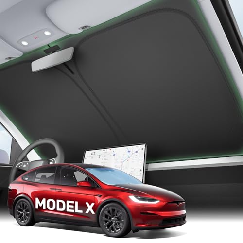 2025 Upgraded Zanch Car Front Windshield Sun Shade- Ultimate UV Protection & Heat Reduction|OEM Design|Innovative No-Light Leakage Technology|4-Layer Protection|Fit for Tesla Model X (2016-2025) - size: Model X (2016-2025)